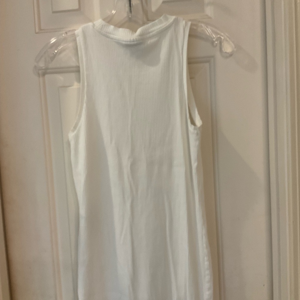 Aware by Vero Moda Ribbed Knit Fitted White Dress, Sleeveless, Round Neck, Sz M - Picture 10 of 13